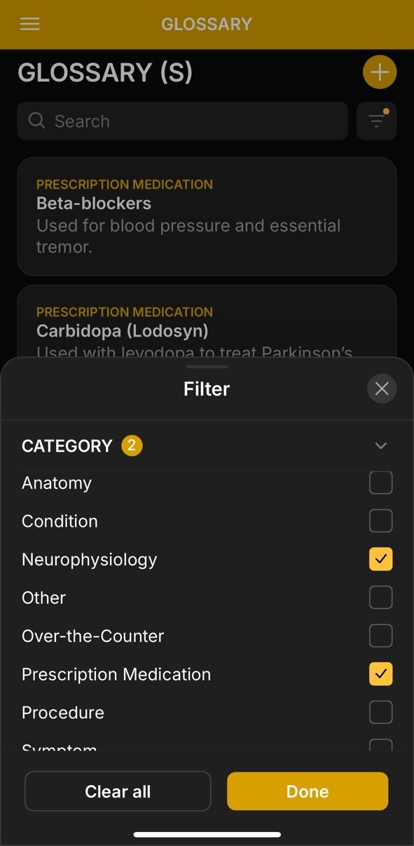 Glossary Page (Filter)